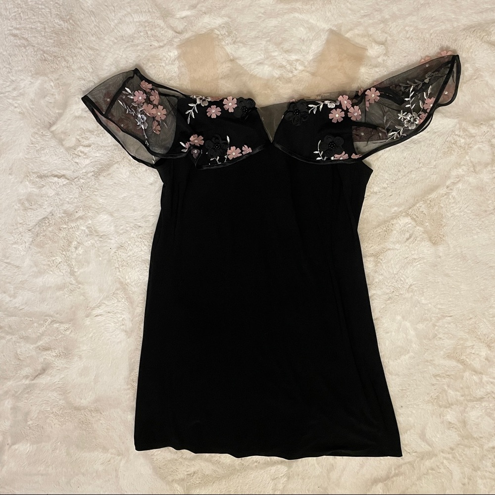 Black Off The Shoulder Illusion Dress